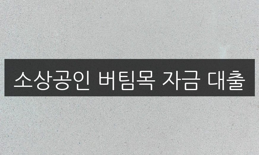 소상공인 버팀목 자금 대출, 신청 방법과 자격 조건 완벽 정리