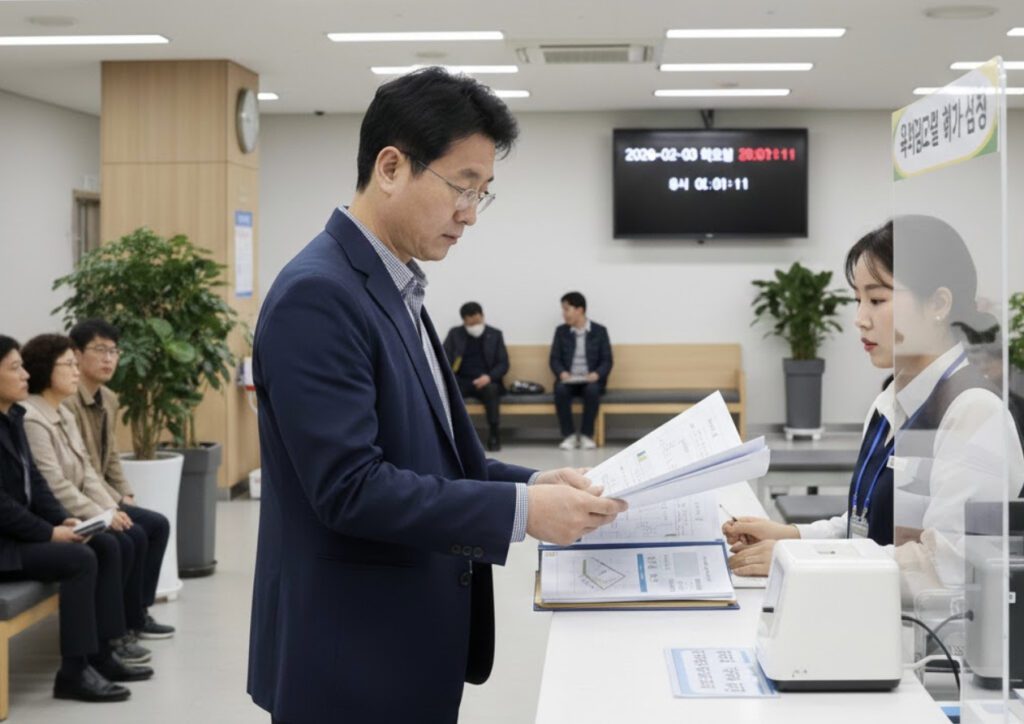 간판 구청 허가 신청하는 민원인의 모습