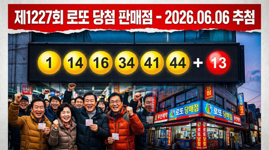 로또 명당 1227회 당첨번호 1·14·16·34·41·44 배출 판매점 11곳, 서울 2곳 최다 3 1227회 로또 명당 당첨 판매점