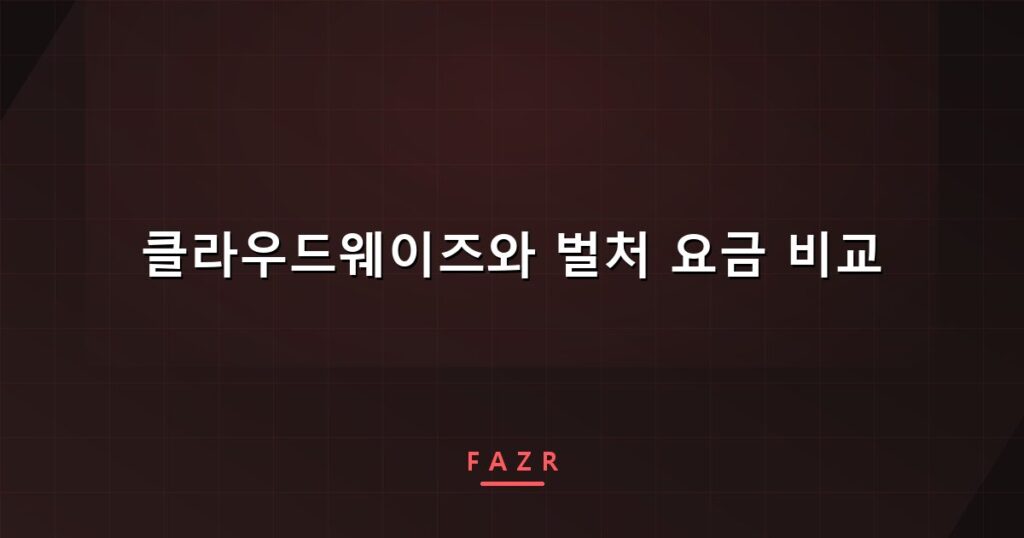 클라우드웨이즈와 벌처 요금 비교 | 실제 청구서로 따져봤습니다